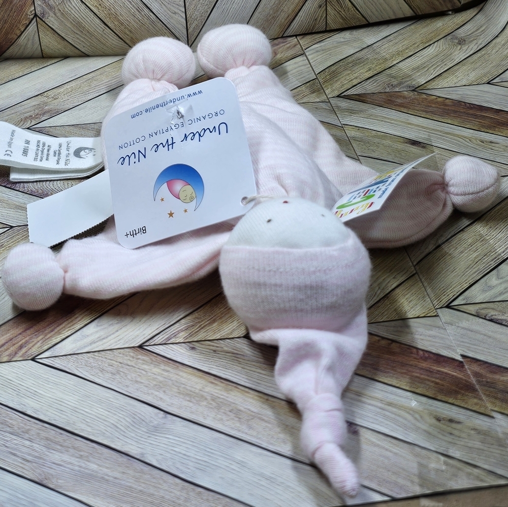 Under The Nile 100% Organic Egyptian Cotton Baby Girl Lovey Toys pink stripe - Picture 4 of 6